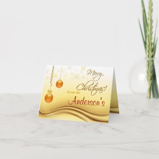 Gouden Vrolijke Kerstmis Feestdagen Kaart (Voorkant)