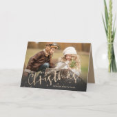 Gouden Vrolijke Kerstmis Gevouwen Foto Feestdagen Kaart (Voorkant)