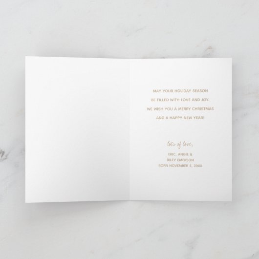 Gouden Vrolijke Kerstmis Gevouwen Foto Feestdagen Kaart (Binnen)