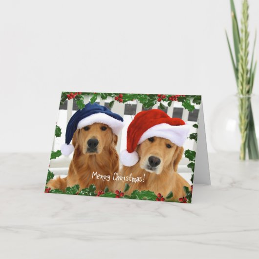 Gouden vrolijke kerstwensen kaart (Voorkant)