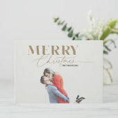 Gouden vrolijke magische script serif kerst fotoka feestdagenkaart (Staand voorkant)