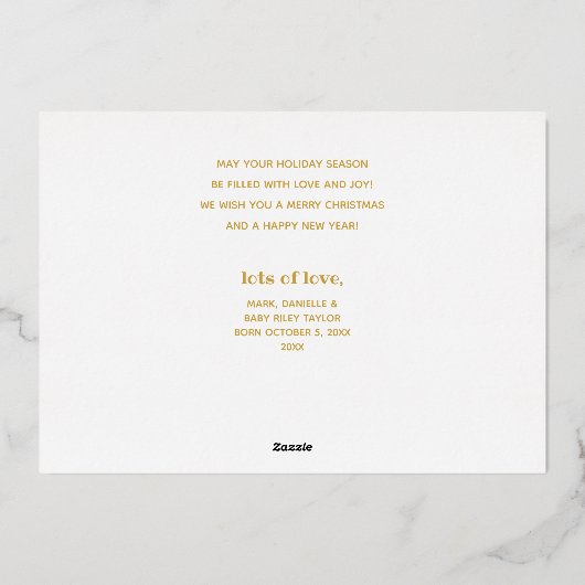 Gouden vrolijke vakantie foto folie feestdagenkaart (Achterkant)