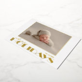 Gouden vrolijke vakantie foto folie feestdagenkaart (Gedraaid)