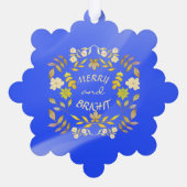 GOUDEN VROLIJKHEID EN HELDER gepersonaliseerd Ornament Kaart (Achterkant)