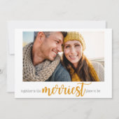 Gouden vrolijkste plek om kerstfotokaart te zijn feestdagenkaart (Voorkant)