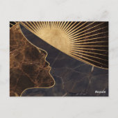 Gouden Vrouw Illusie met Zon en Marmeren Texturen Briefkaart (Achterkant)