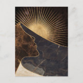 Gouden Vrouw Illusie met Zon en Marmeren Texturen Briefkaart (Voorkant)