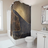 Gouden Vrouw Illusie met Zon en Marmeren Texturen Douchegordijn (In situ)