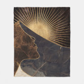 Gouden Vrouw Illusie met Zon en Marmeren Texturen Fleece Deken (Voorkant)