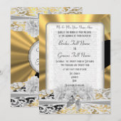 Gouden  vrouwelijke witte kant bruiloft kaart (Voorkant / Achterkant)