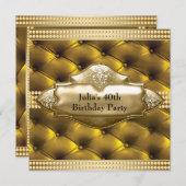 Gouden vrouwen 40ste verjaardagsfeest kaart (Voorkant / Achterkant)
