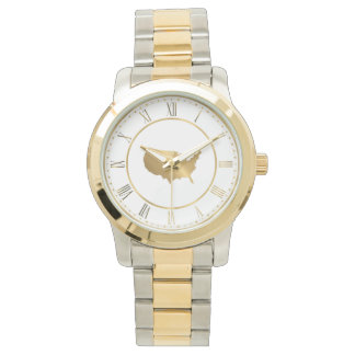 Gouden VS-kaart met Romeinse cijfers Horloge