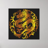 Gouden Vuur: De gravure van een draak Canvas Afdruk (Voorkant)