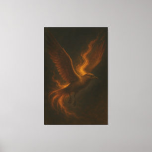 Gouden Vuur Feniks • Luxe Kunst Canvasprint Canvas Afdruk