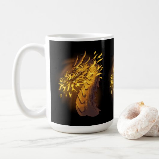 Gouden Vuurdraak Koffiemok (Met donut)