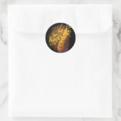 Gouden Vuurdraak Ronde Sticker (Tas)