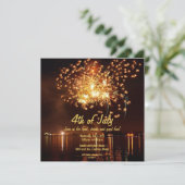 gouden vuurwerk, 4e juli, uitnodiging (Staand voorkant)