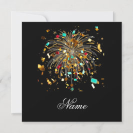 Gouden Vuurwerk & Confetti Feest Bedankkaart