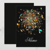 Gouden Vuurwerk & Confetti Feest Kaart (Voorkant / Achterkant)