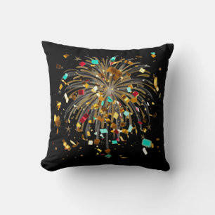 Gouden Vuurwerk & Confetti Feest Kussen