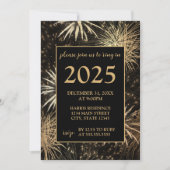 Gouden Vuurwerk Nieuwjaar Eva Party Uitnodiging (Voorkant)