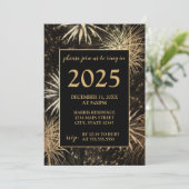 Gouden Vuurwerk Nieuwjaar Eva Party Uitnodiging (Staand voorkant)