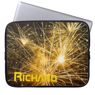 Gouden vuurwerk op donkere achtergrond aangepaste laptop sleeve