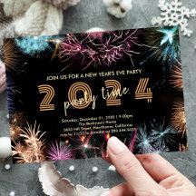 Gouden Vuurwerk Oud en Nieuw-feest uitnodiging