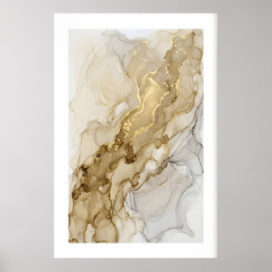 Gouden wandkunstprint vloeibare metaal look - Zach Poster