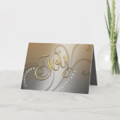 Gouden Warm Grijs Geluk Feestdagen Kaart (Voorkant)