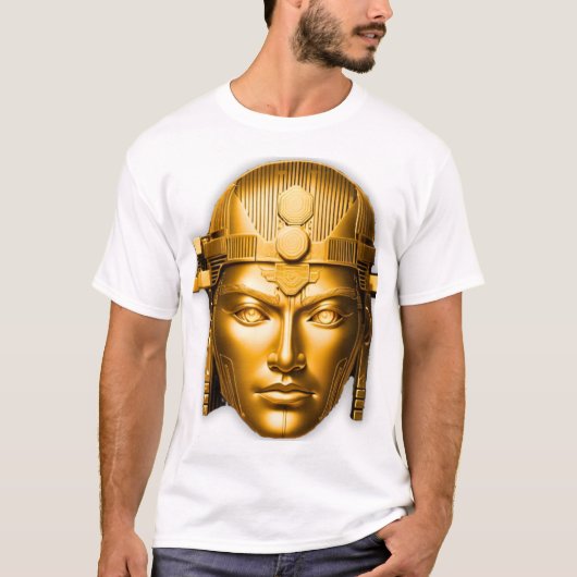 Gouden Warrior Face T-shirt Wit (Voorkant)