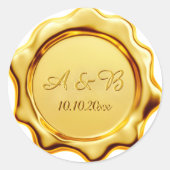 Gouden waszegel monogram trouw sticker (Voorkant)