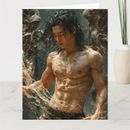 Gouden Water Splash Mannelijke Fantasie Kaart