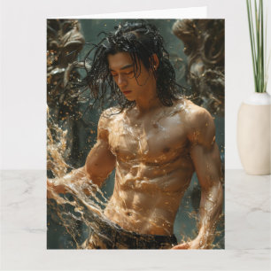 Gouden Water Splash Mannelijke Fantasie Kaart