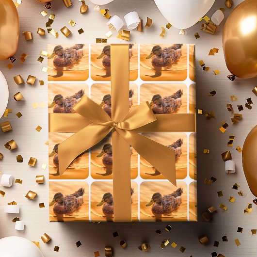 Gouden Water Wilde Eend Foto Cadeaupapier