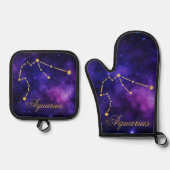 Gouden Waterman Constellatie op Donkere Melkweg | Ovenwant & Pannenlap Set (Voorkant)