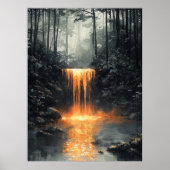 Gouden waterval in mystiek bos poster (Voorkant)
