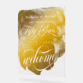 Gouden Waterverf 50e bruiloft Jubileum Welkom Acryl Bord (Hoek)