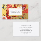 Gouden Waterverf Abstracte Floral Art Stylist Visitekaartje (Voorkant / Achterkant)