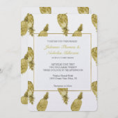 Gouden Waterverf Ananas Bruiloft Kaart (Voorkant / Achterkant)