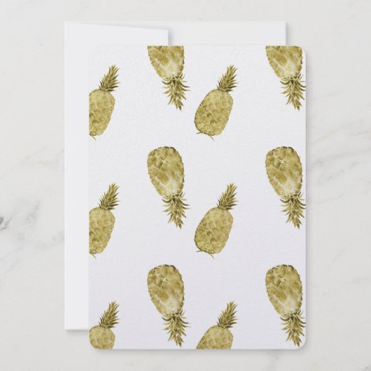 Gouden Waterverf Ananas Bruiloft Kaart (Achterkant)