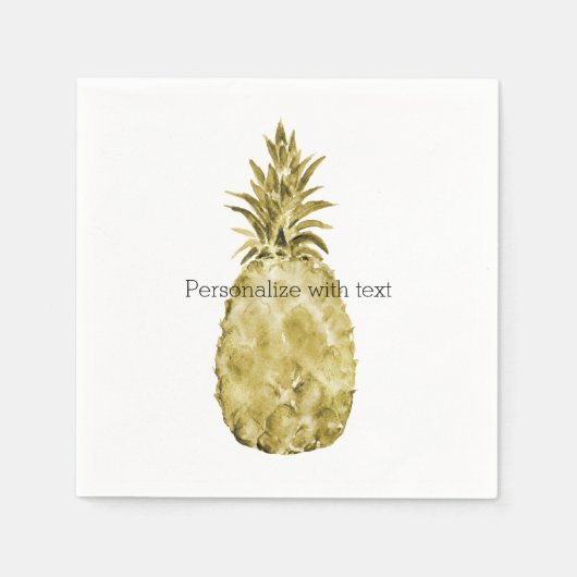 Gouden Waterverf ananas Servetten (Voorkant)