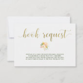 Gouden Waterverf Bloemen | Baby shower Book Reques Kaart (Voorkant)