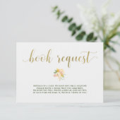 Gouden Waterverf Bloemen | Baby shower Book Reques Kaart (Staand voorkant)