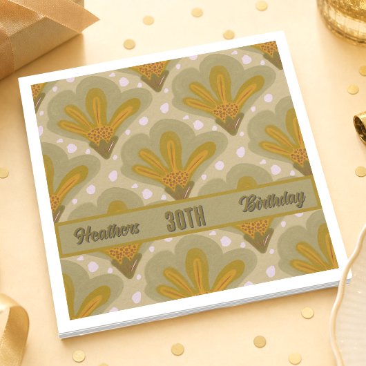 Gouden waterverf bloemen met text servetten