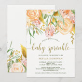 Gouden Waterverf Bloemen op Wit | Baby-strooi Kaart (Voorkant / Achterkant)