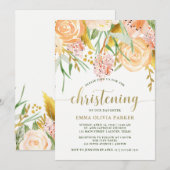 Gouden Waterverf Bloemen op Wit | doop Kaart (Voorkant / Achterkant)