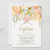 Gouden Waterverf Bloemen op Wit | doop Kaart (Voorkant)