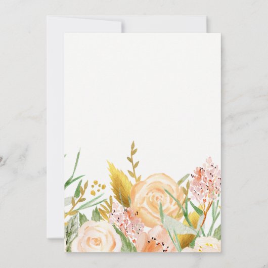 Gouden Waterverf Bloemen op Wit | doop Kaart (Achterkant)