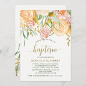 Gouden Waterverf Bloemen op Wit | doop Kaart (Voorkant / Achterkant)